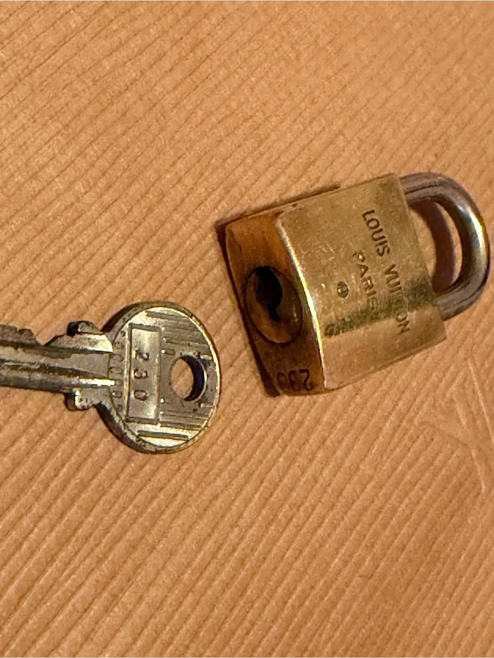 Rare Louis Vuitton Gold Tone Padlock with Key - 200 series